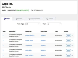 Apple SEC filing list